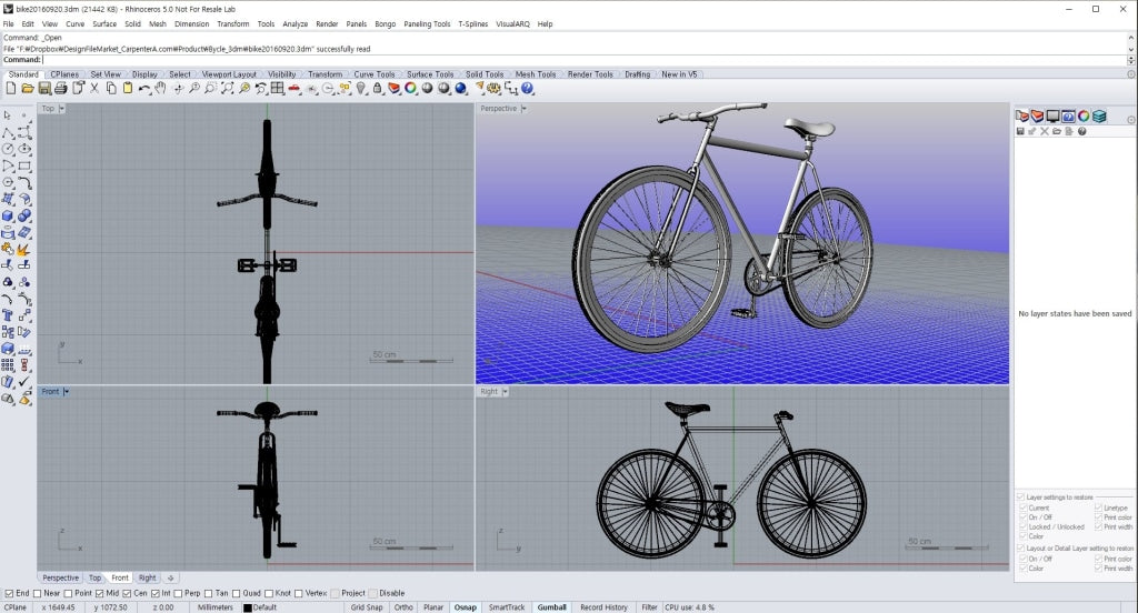 Bicycle design with Rhino - Digital file