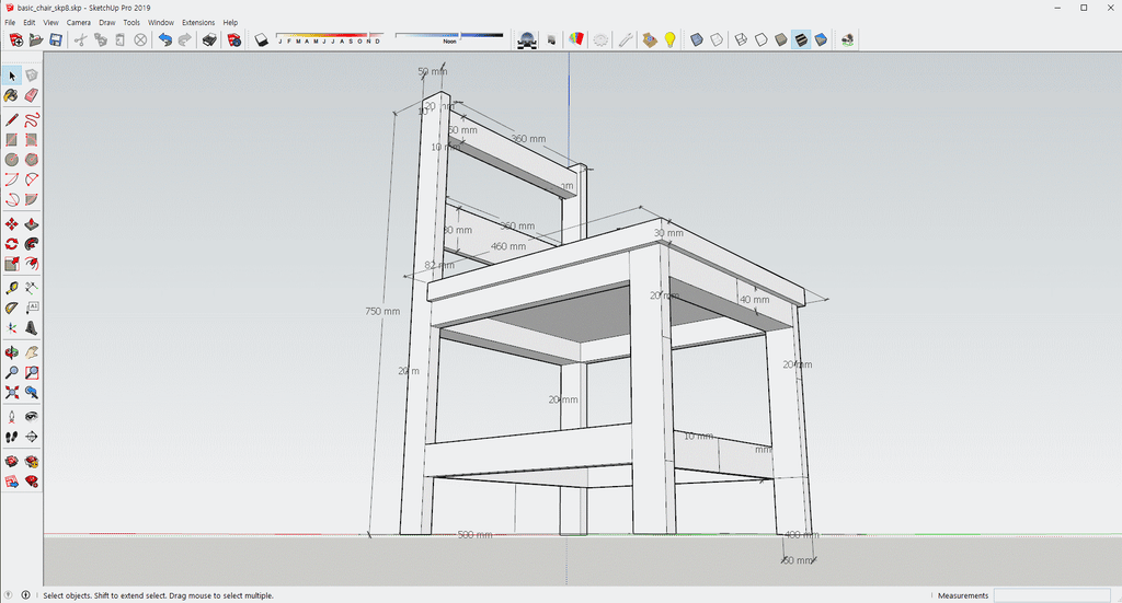 Real Dimension  Basic Chair_SketchUp Version